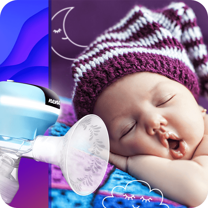 the baby sleeping and neno angelo breast pump in the background