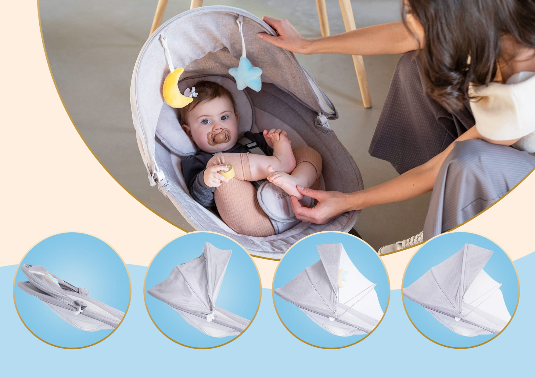 adjustable canopy on the rocker