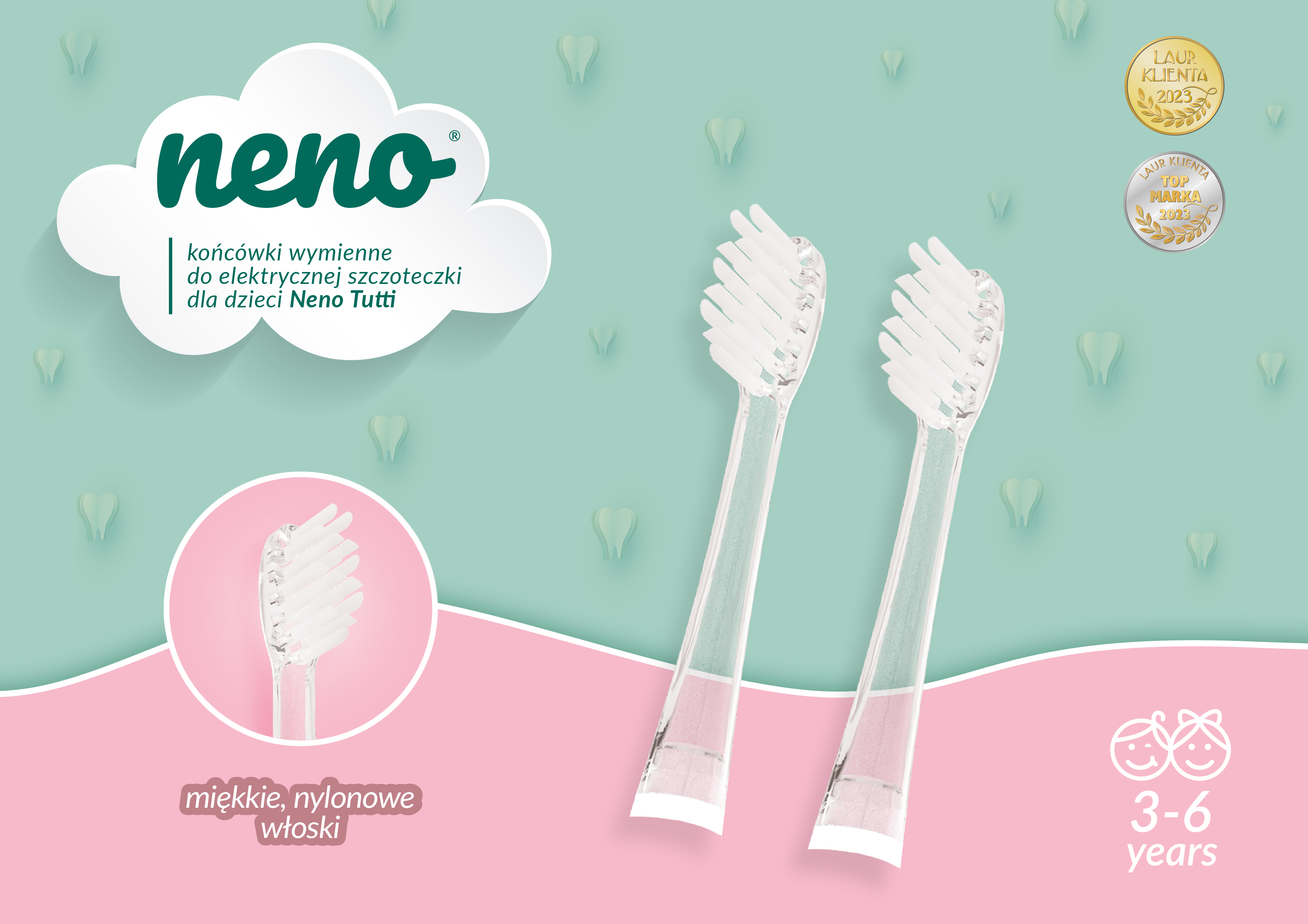 dwie wymienne końcówki do szczoteczek