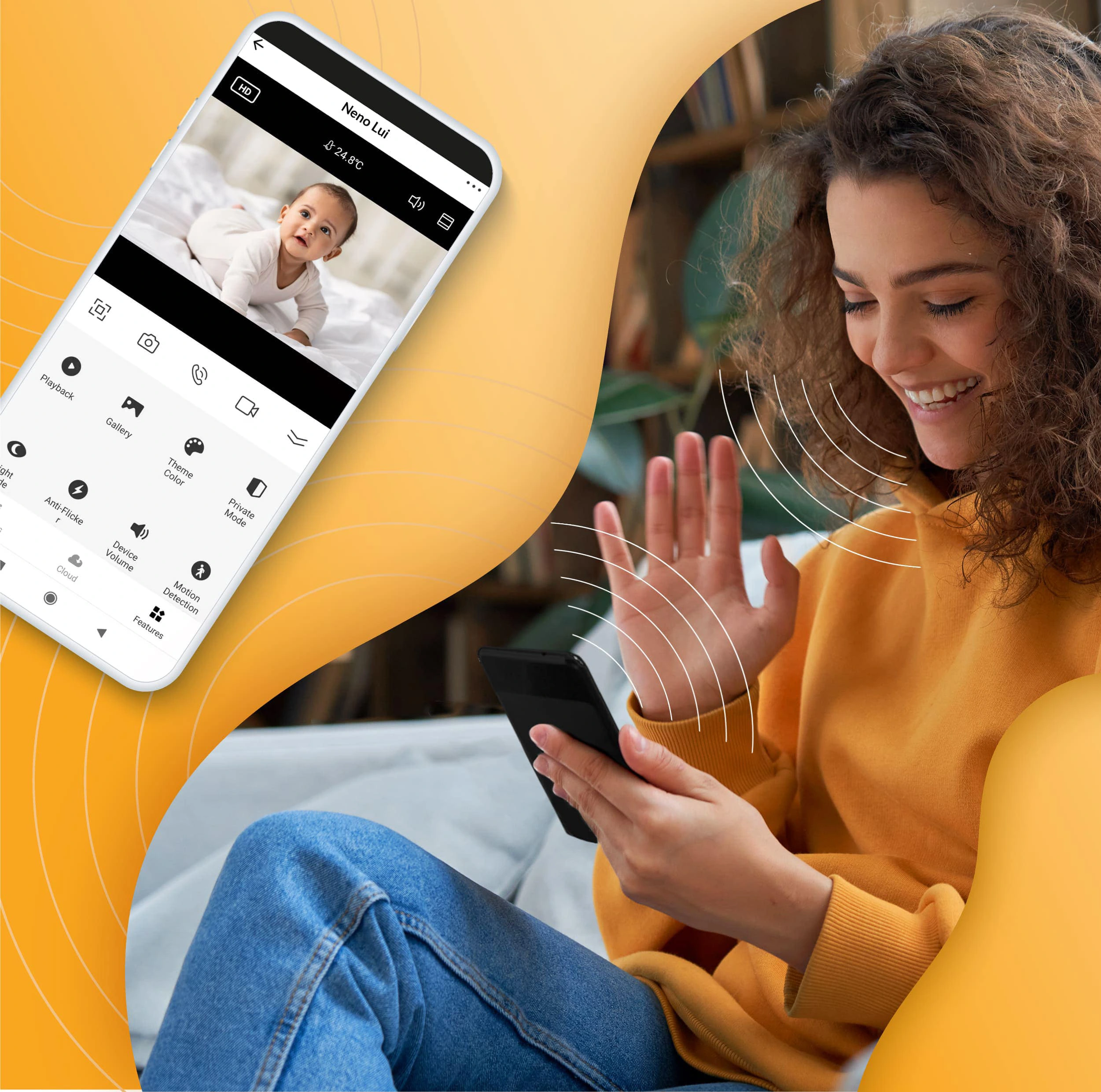 niania elektroniczna wifi dwukierunkowa z wykrywaniem ruchu