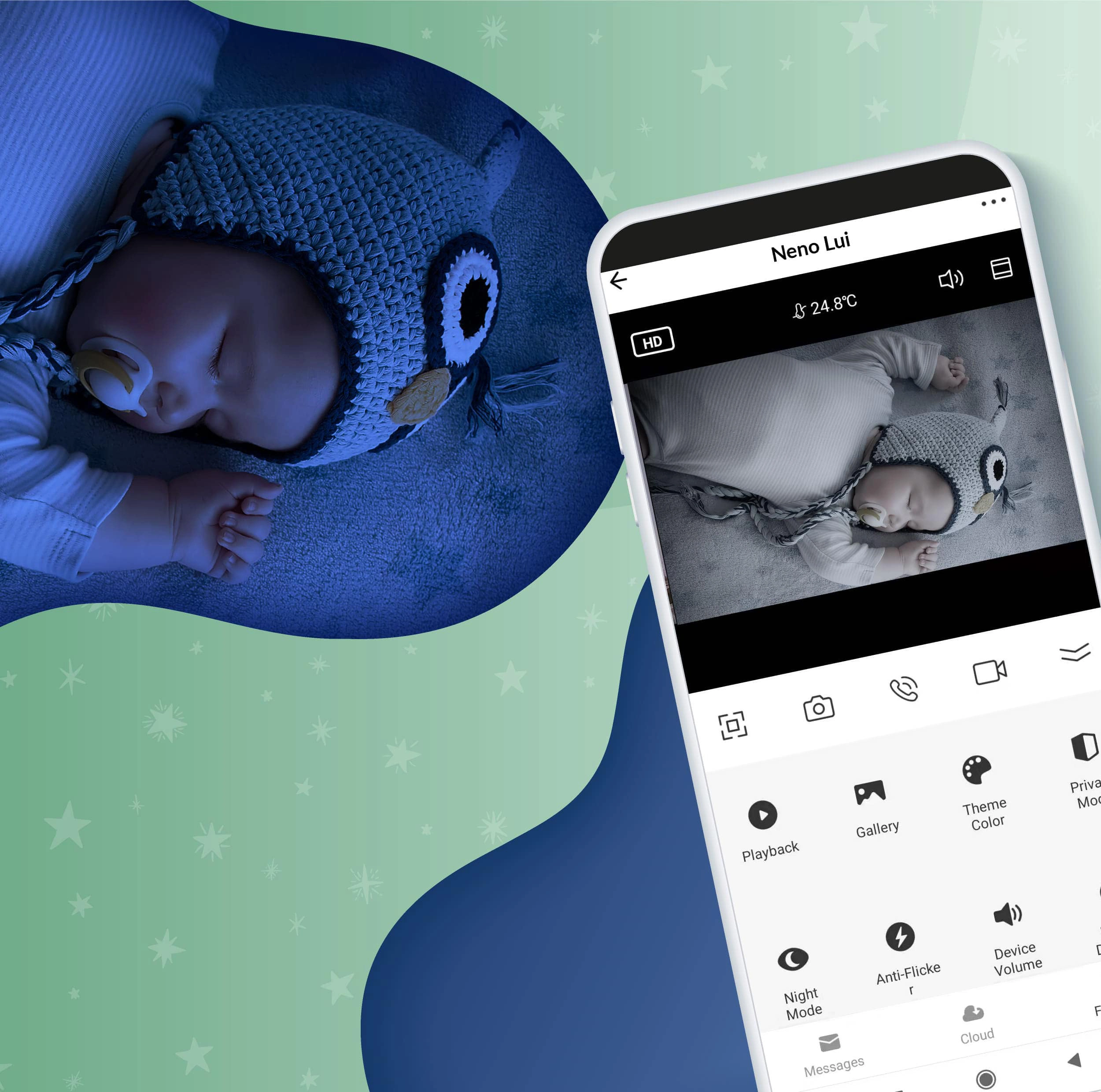 niania elektroniczna wifi z podglądem w nocy