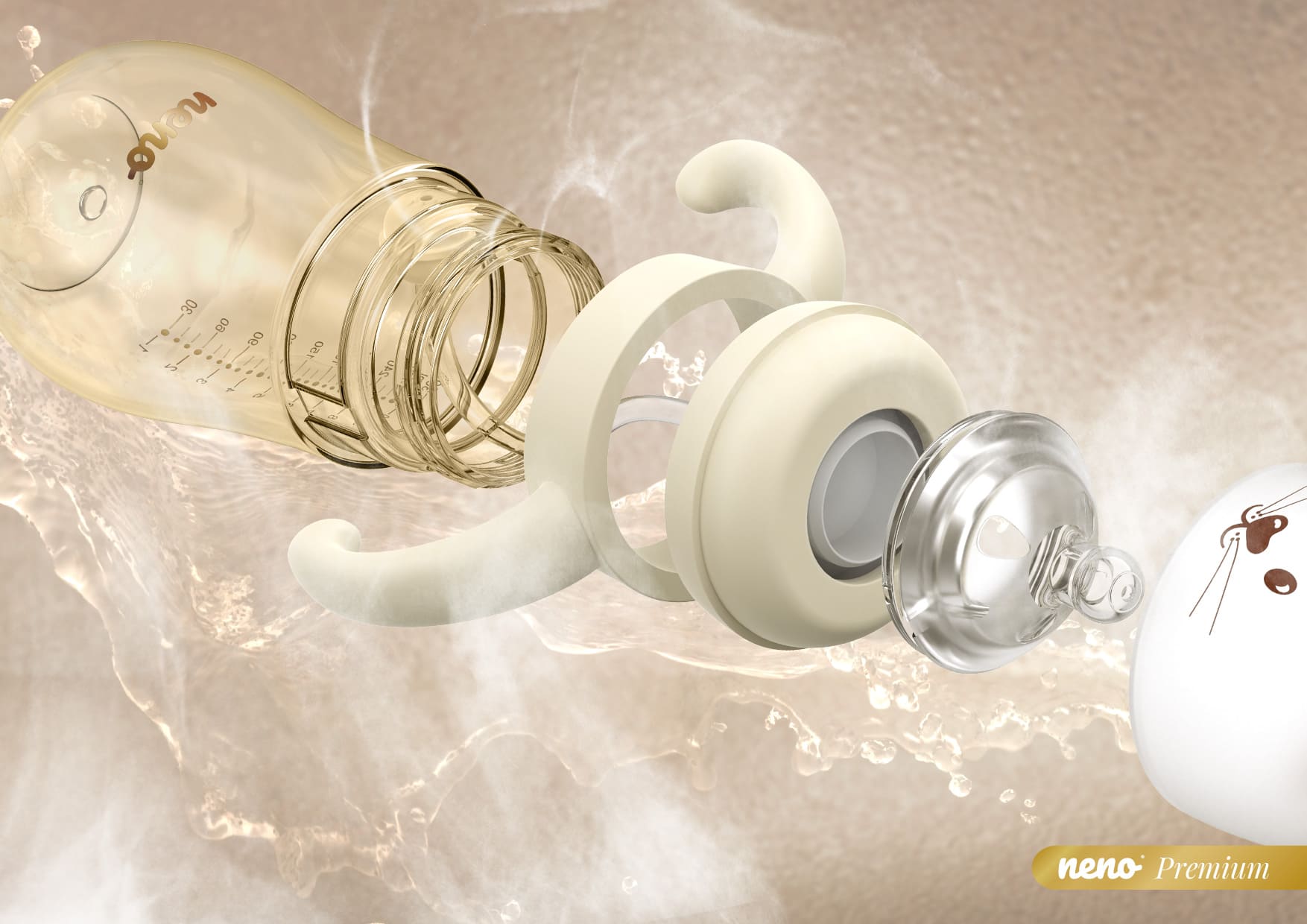 kobieta karmiąca malucha butelką Neno Mio i smoczkiem