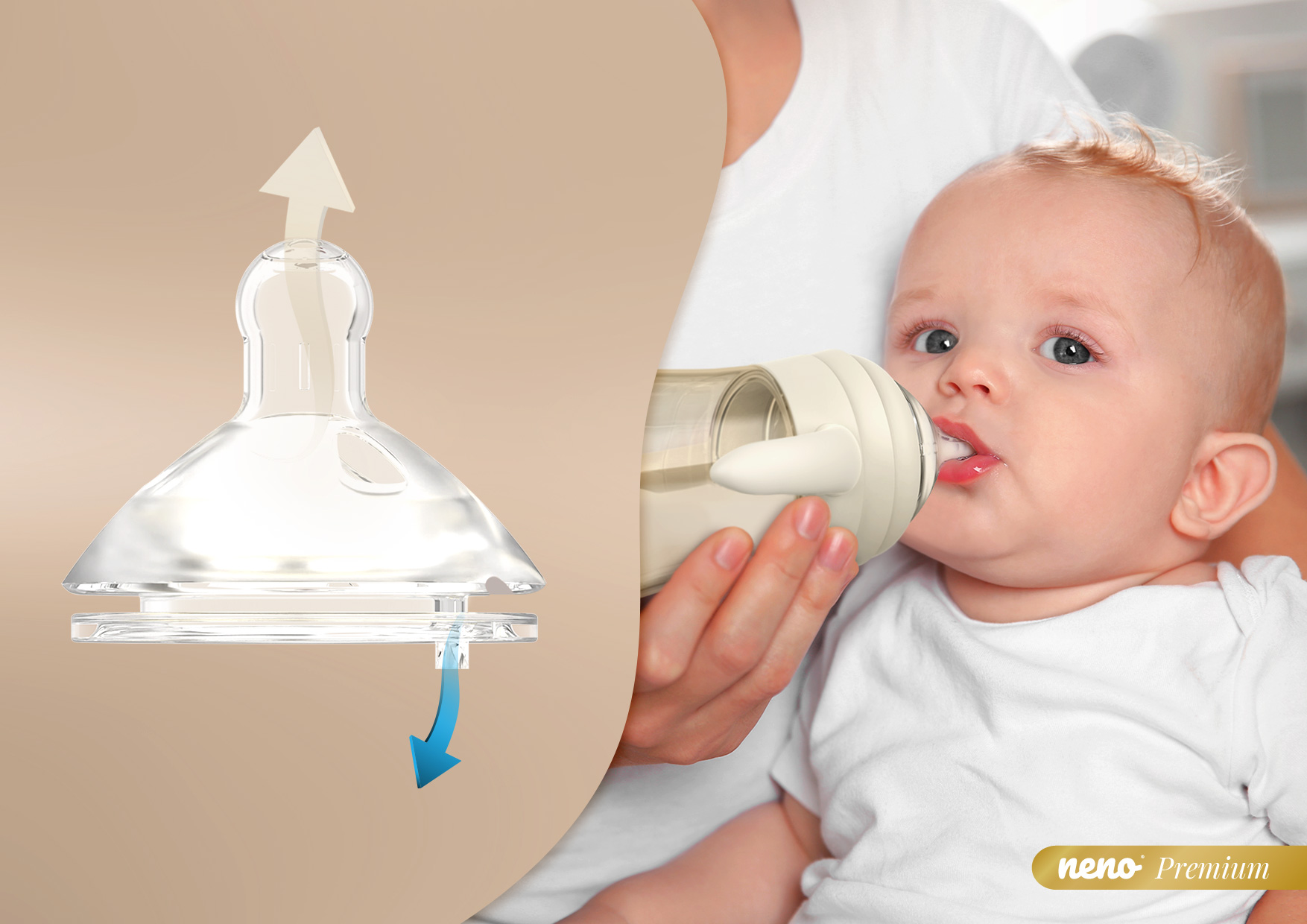 antykolkowy smoczek, dziecko karmione butelką Neno Mio