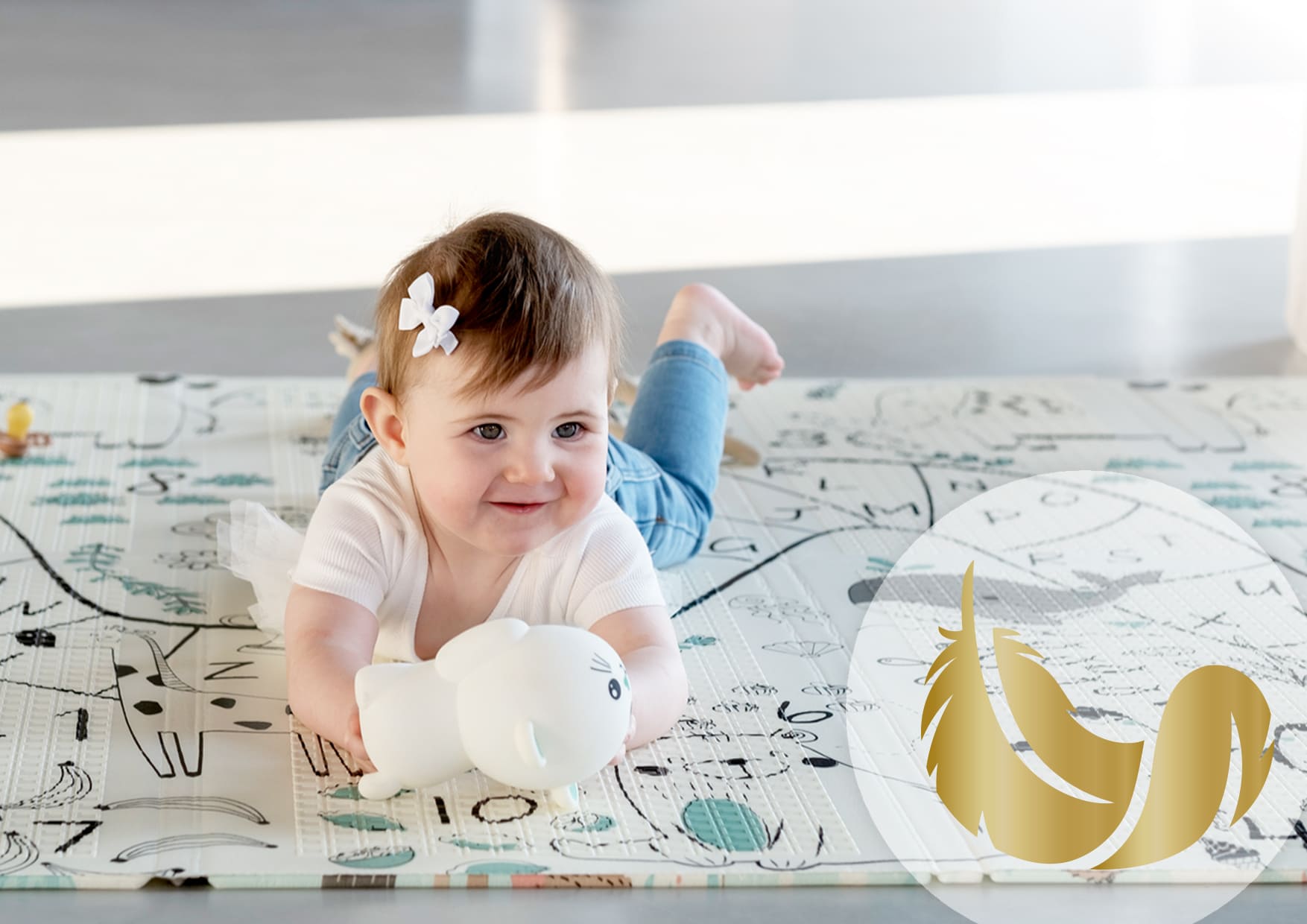 girl playing on a foam mat