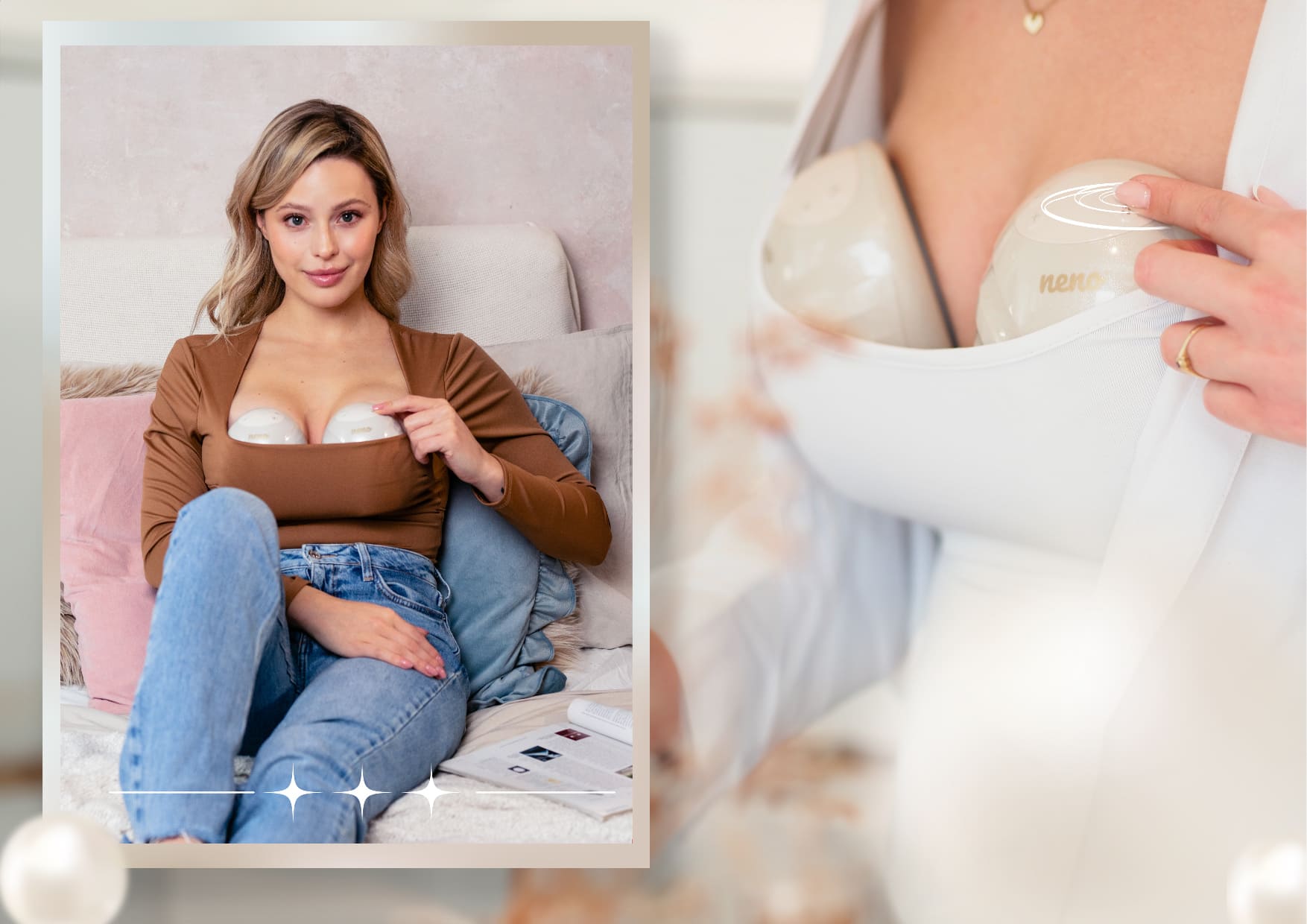 kobieta włączająca laktator na piers