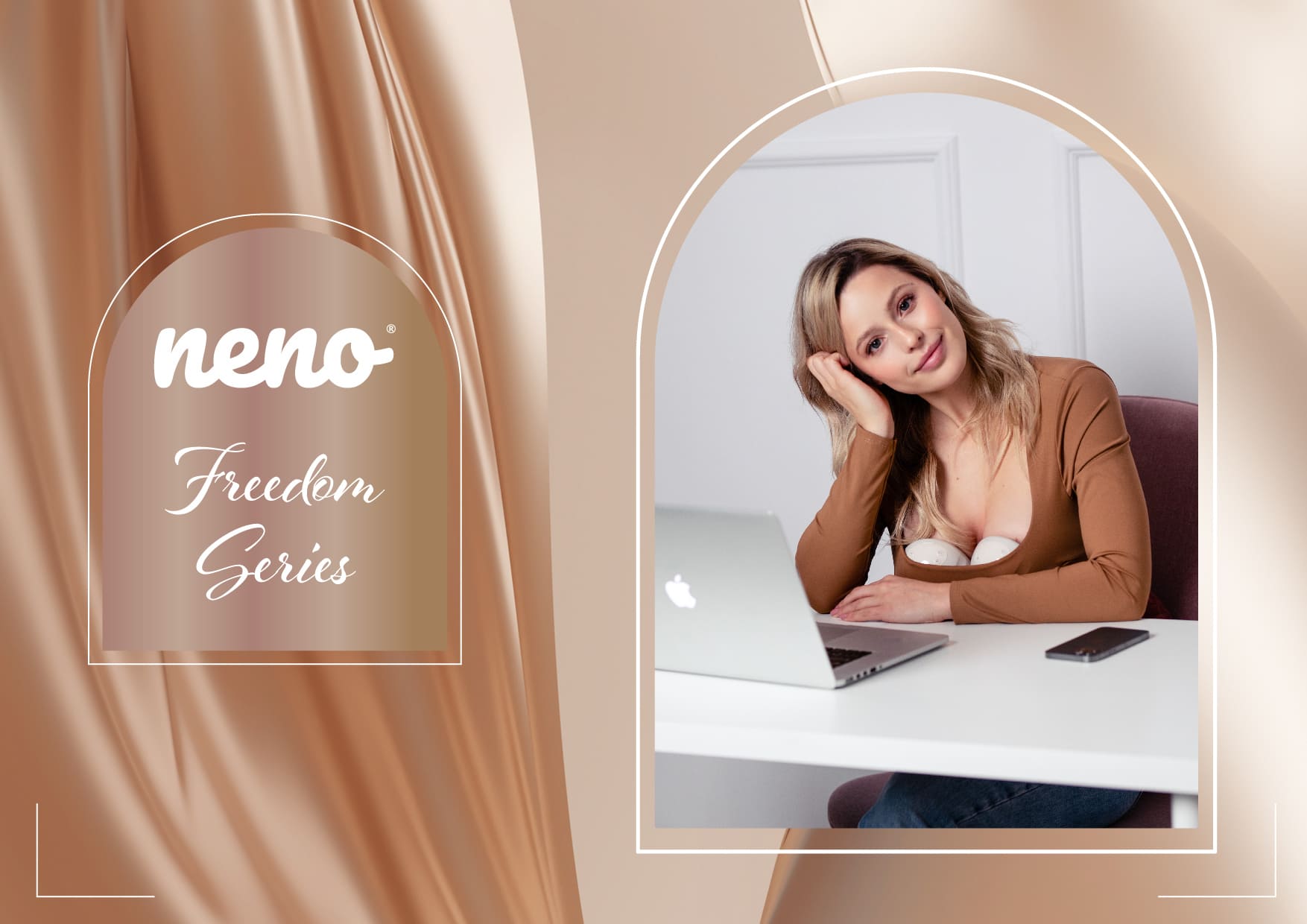 kobieta siedząca przy komputerze i odciągająca mleko