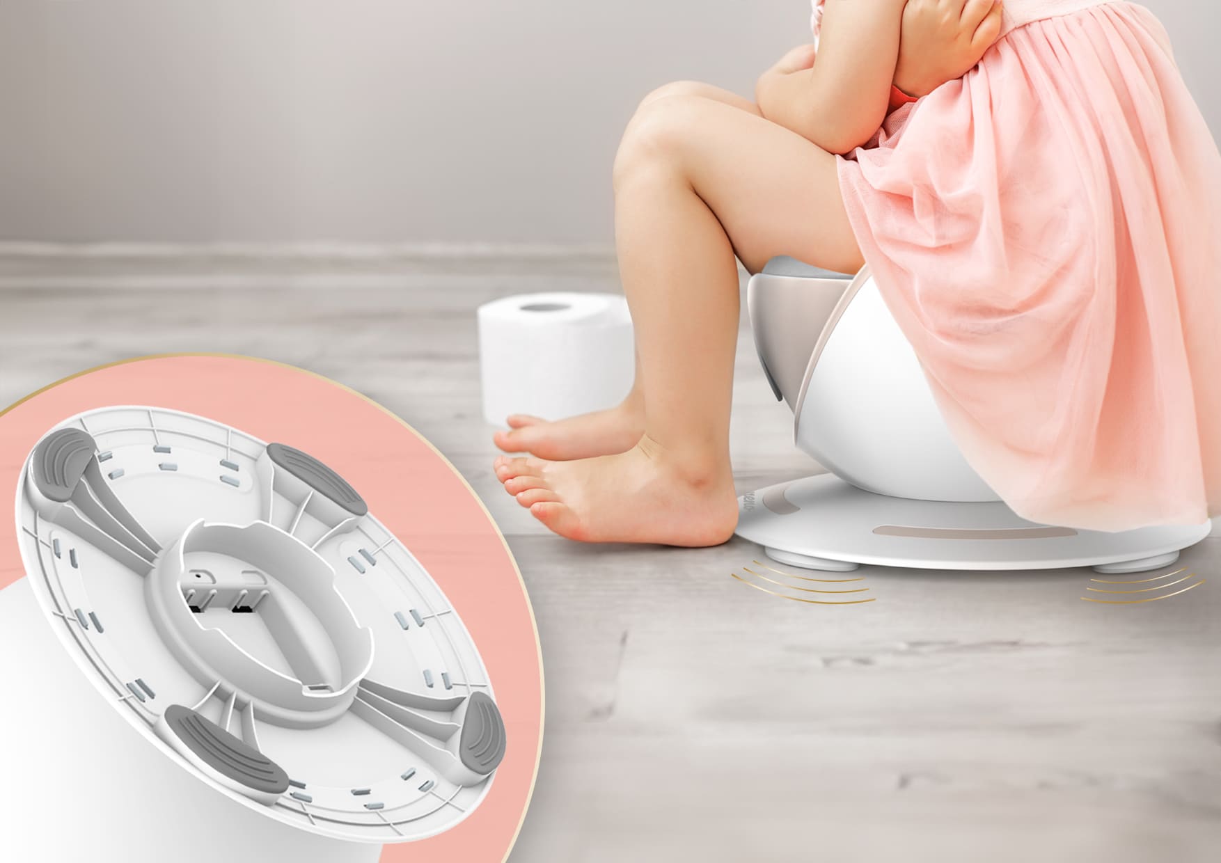 girl sitting on the floor on the potty