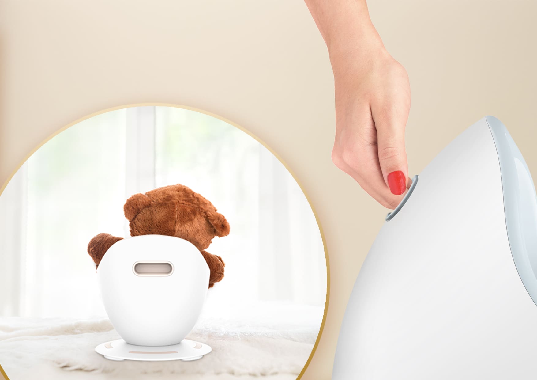 potty handle and in the background a teddy bear sitting on the potty