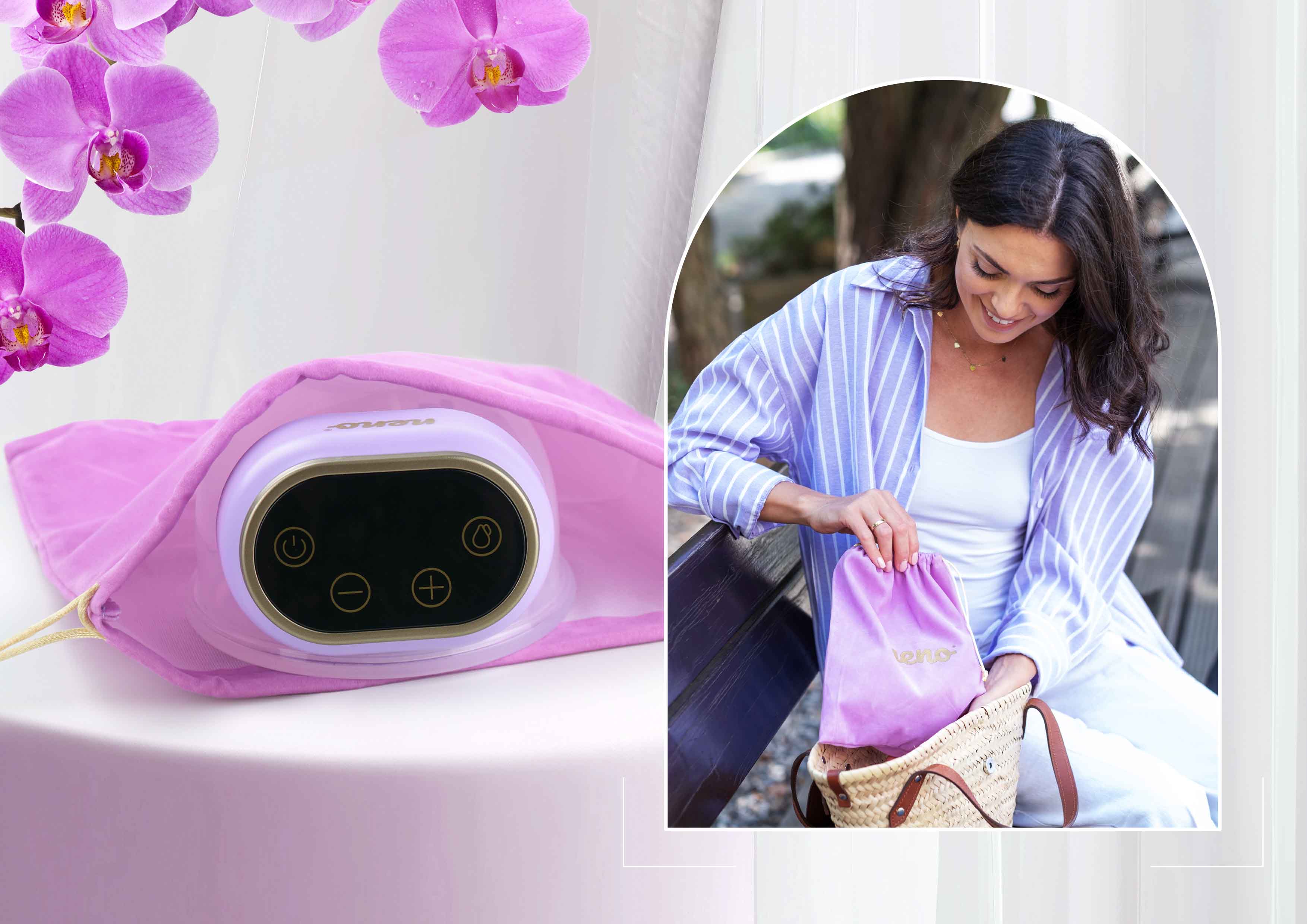 kobieta bawiaca się z dzieckiem i odciągająca maleko za pomoca Neno Sole