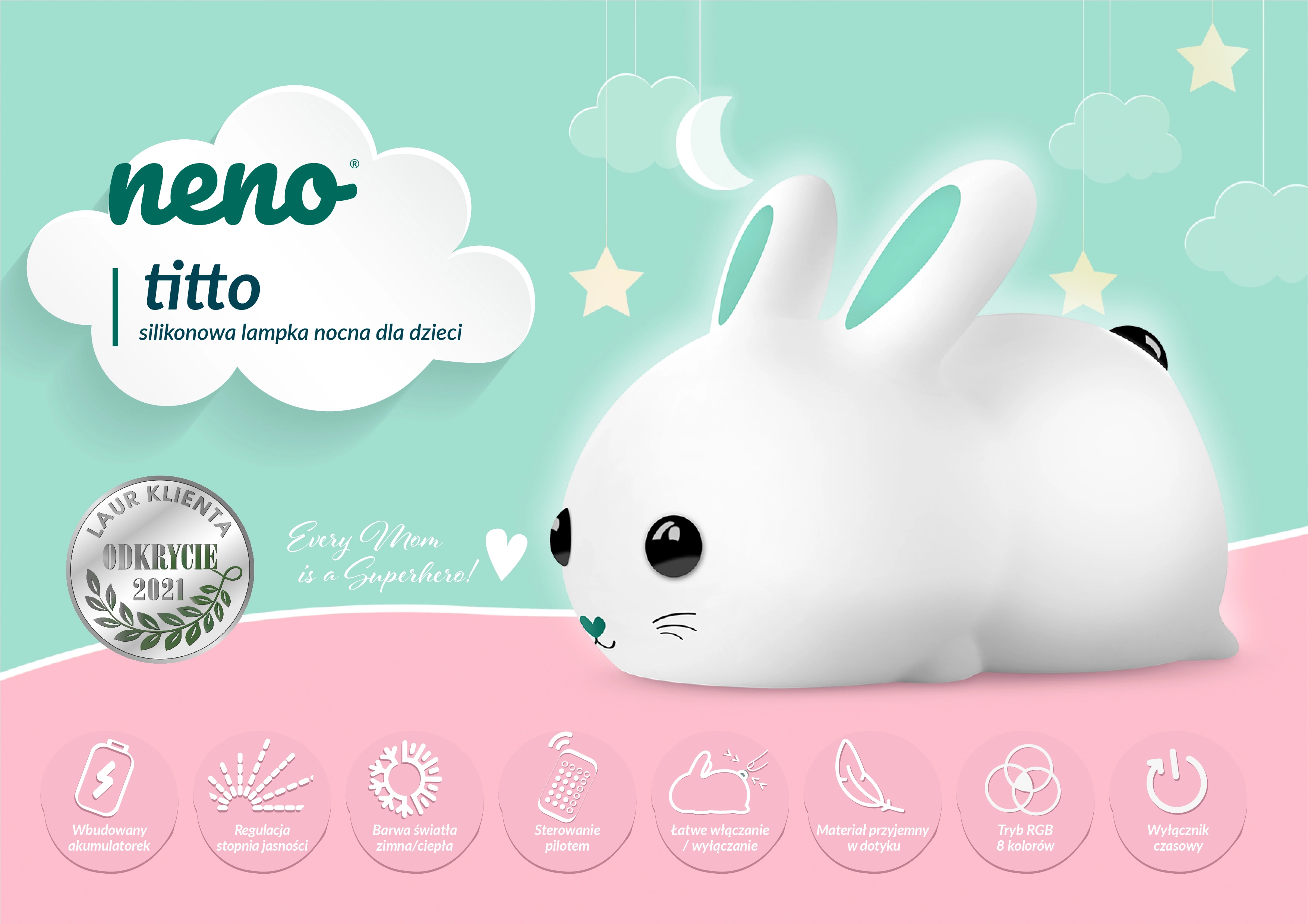 lampka nocna silikonowa w kształcie króliczka