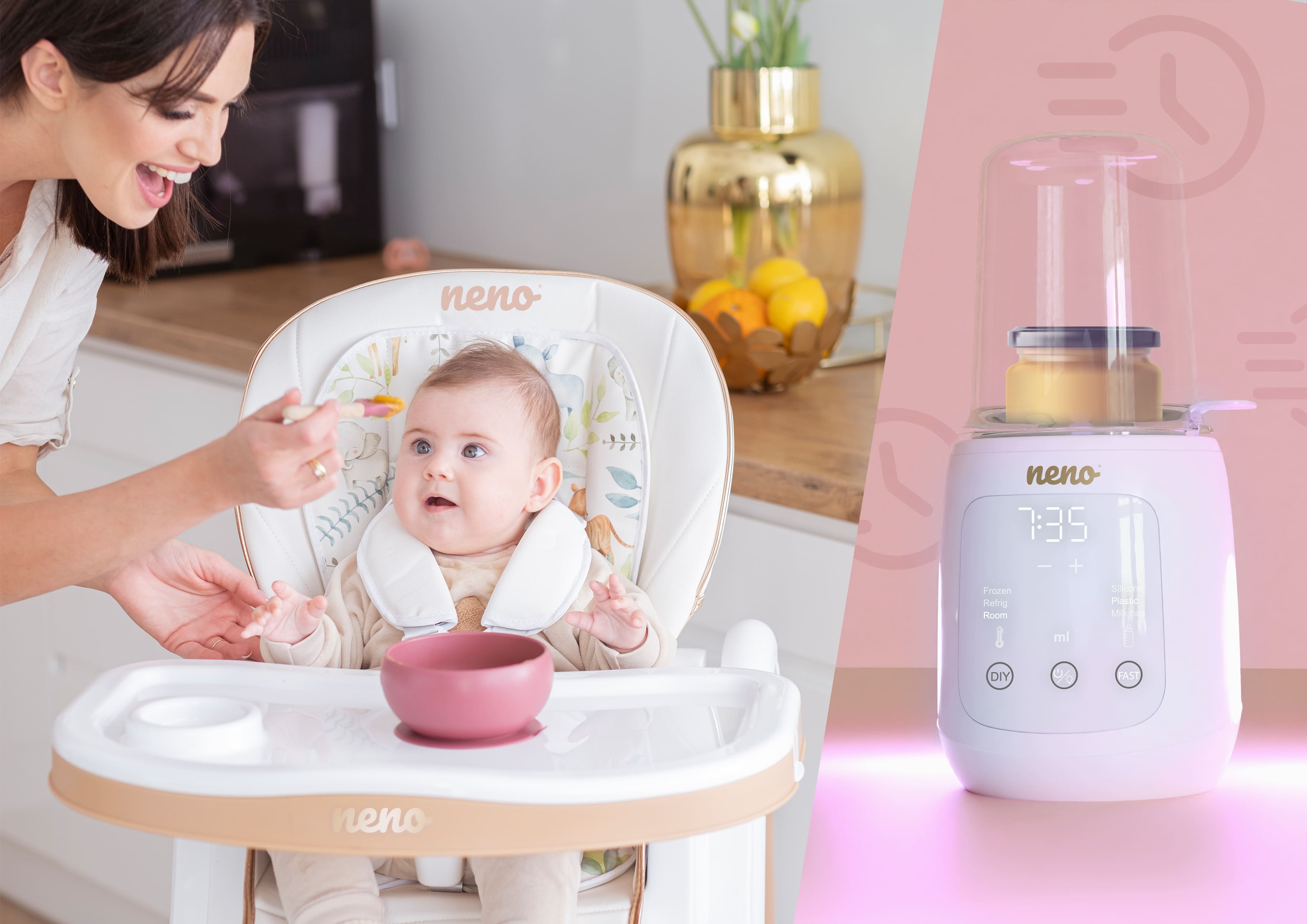 kobieta karmiąca dziecko w tle podgrzewanie pokramu w Neno Tocco