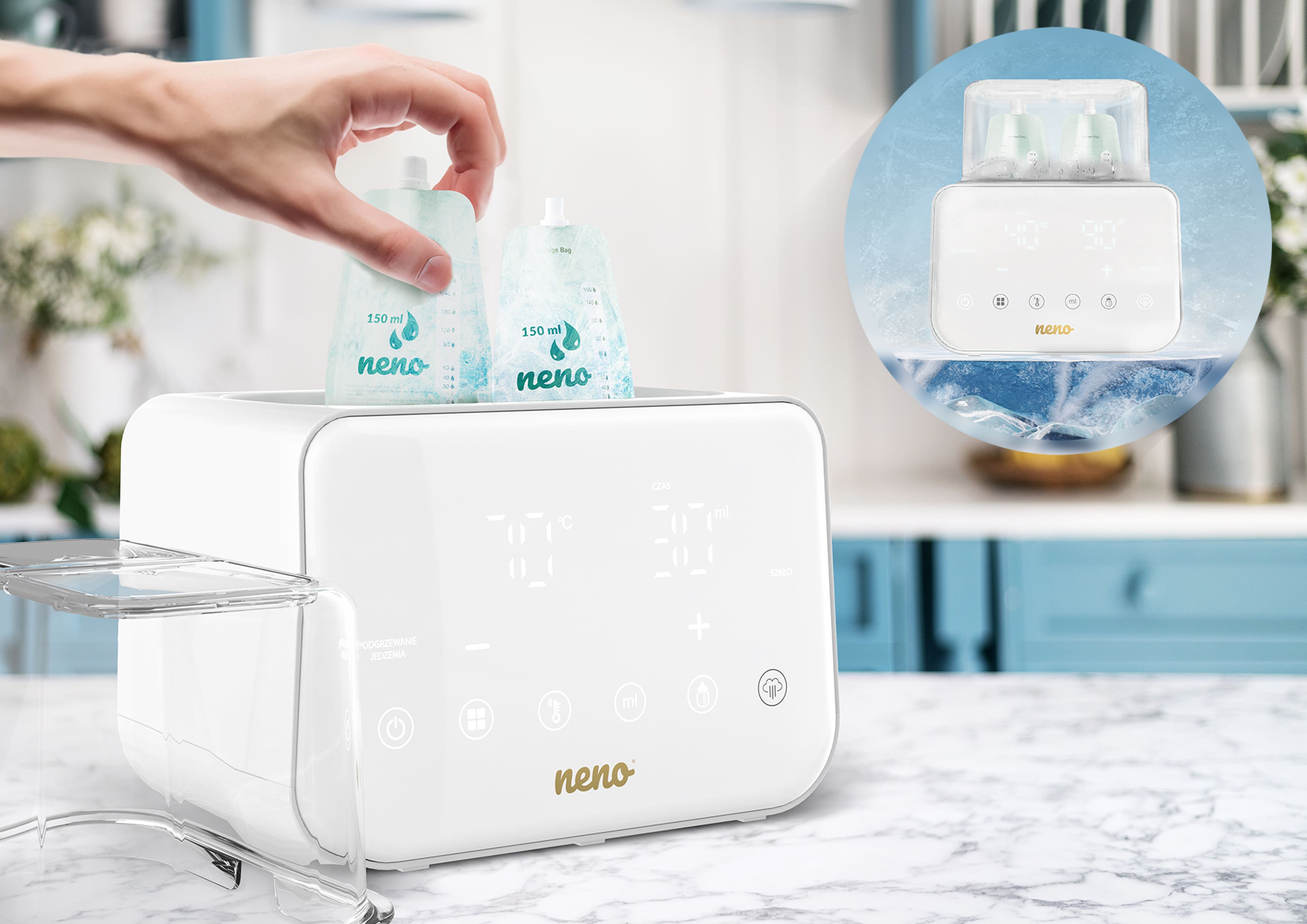 Neno Vivo rozmraża pokarm w woreczkach